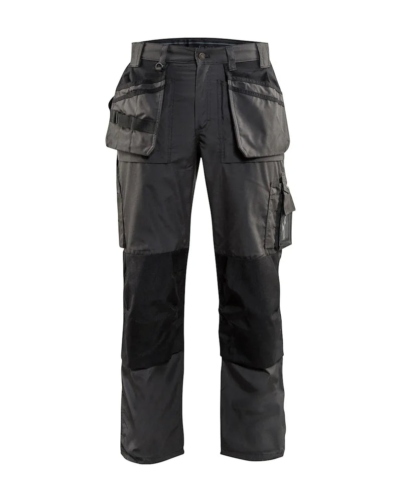 Arbeits-Cargohose mit Gürtelschlaufen, Knopf und Taschen, dunkelgrau