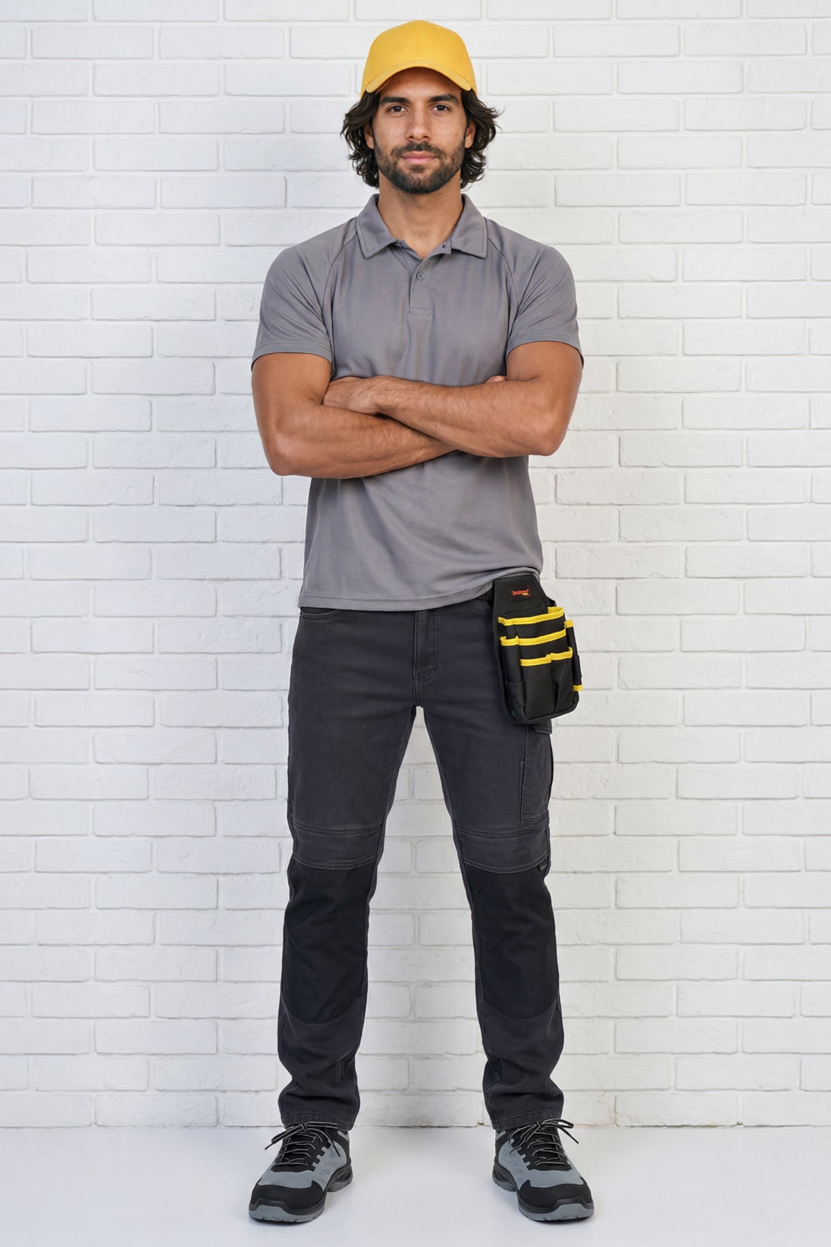 Bundhose dunkel mit seitlicher Cargo-Tasche und geradem Bein