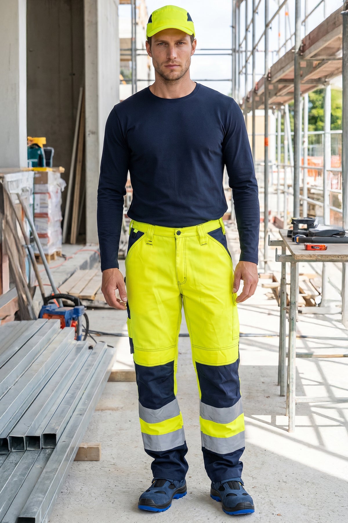 Warnschutz-Bundhose OTTOMAN Gelb-Marine | Sicherheit ISMONT