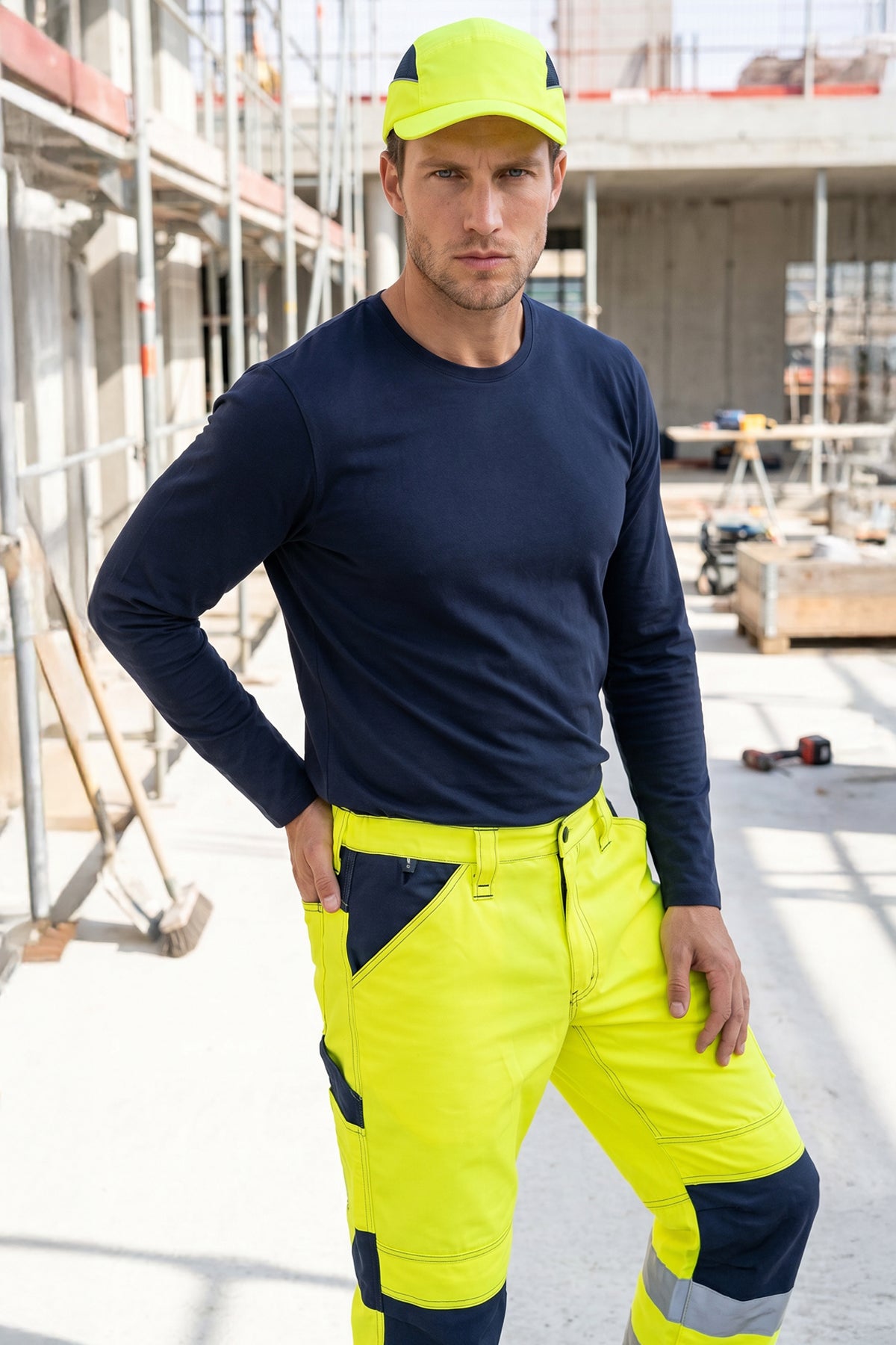 Warnschutz-Bundhose OTTOMAN Gelb-Marine | Sicherheit ISMONT