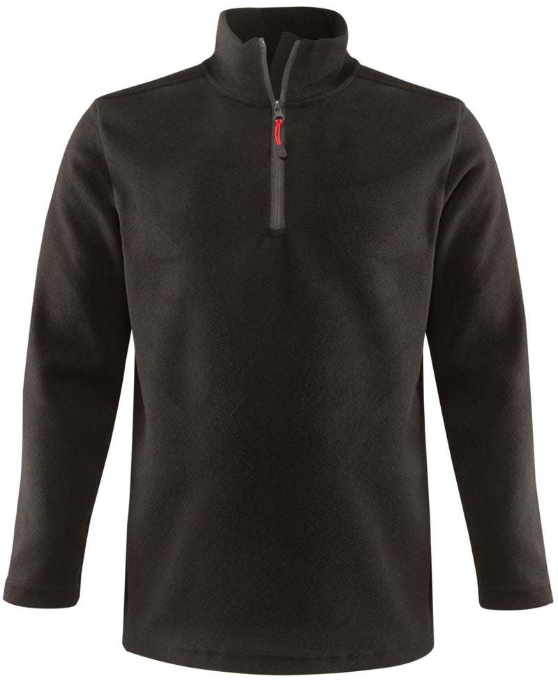 Schwarzer Fleece-Pullover mit Stehkragen und Viertelreißverschluss