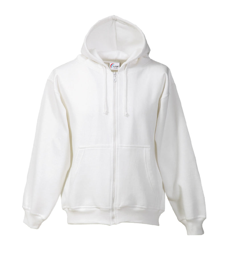 Weiße Kapuzen-Sweatjacke mit durchgehendem Reißverschluss und Kängurutasche
