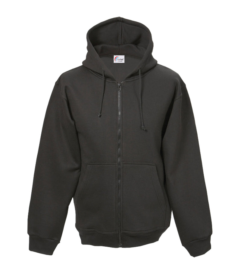 Dunkle Kapuzen-Sweatjacke mit durchgehendem Reißverschluss