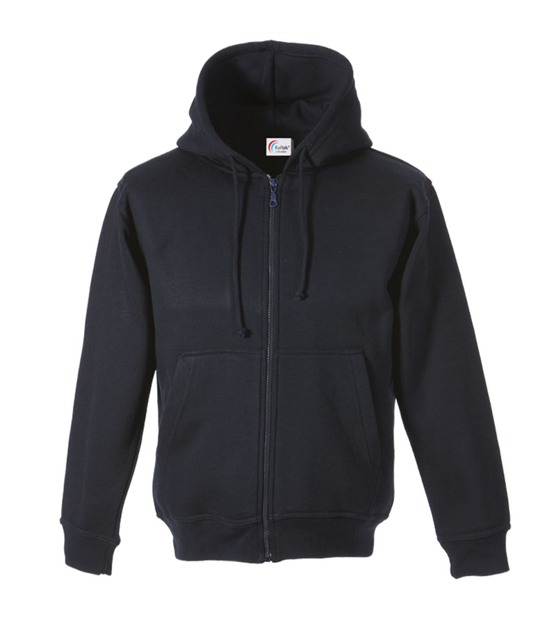 Dunkle Kapuzen-Sweatjacke mit durchgehendem Reißverschluss und Kängurutaschen