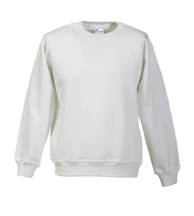 Hellweißes Rundkragen-Sweatshirt mit langen Ärmeln und Bündchen