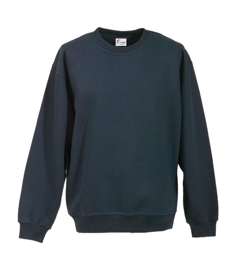 Dunkelblaues Sweatshirt mit Rundkragen, lange Ärmel, Vorderansicht