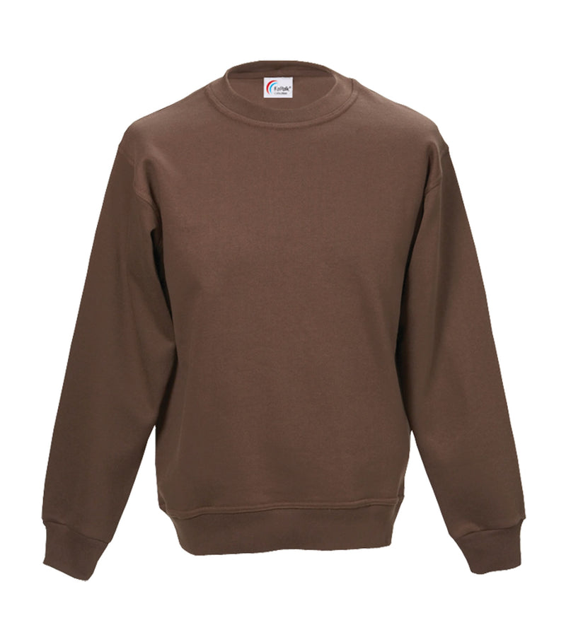 Braunes Sweatshirt mit Rundkragen, lange Ärmel