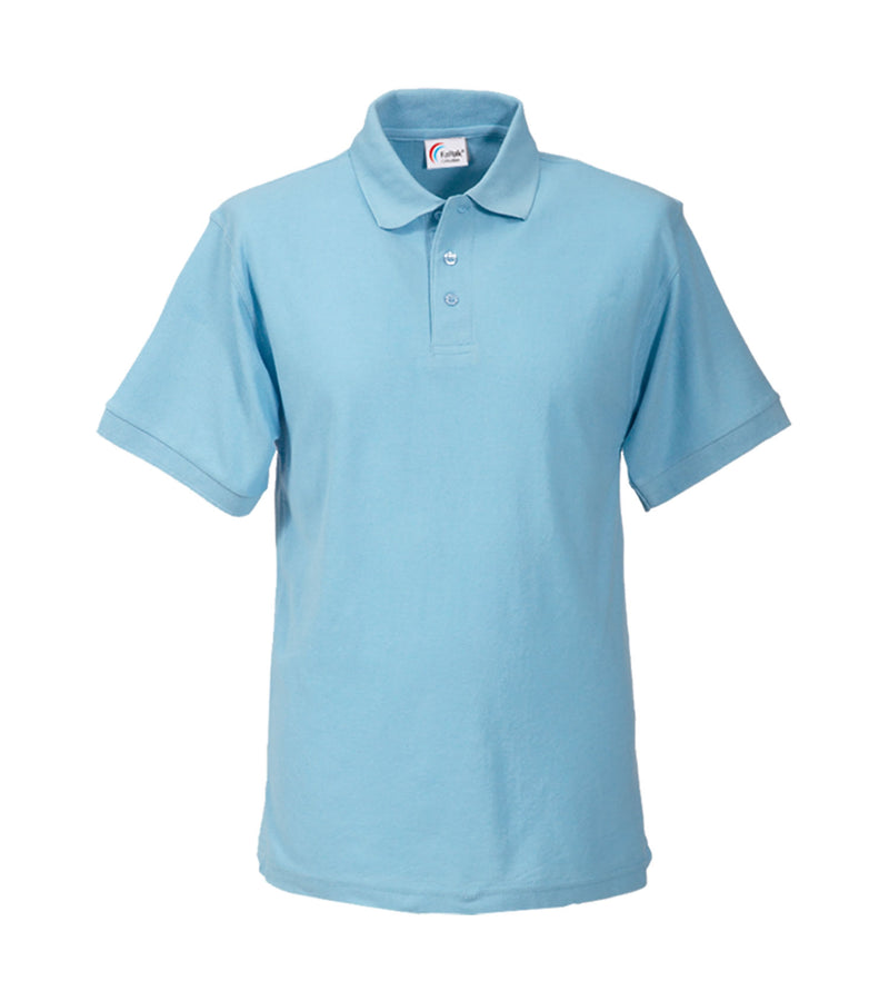 Hellblaues Poloshirt mit kurzen Ärmeln und Knopfleiste am Kragen