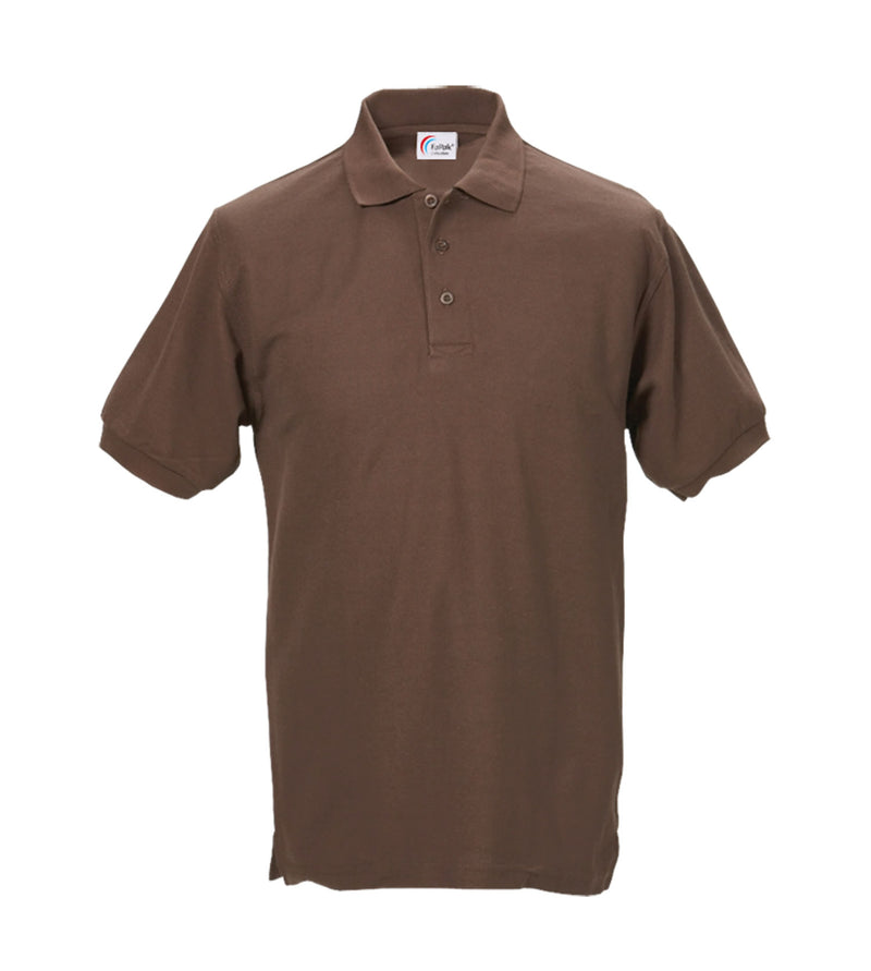 Braunes Polo-Shirt mit kurzem Ärmel und Knopfleiste