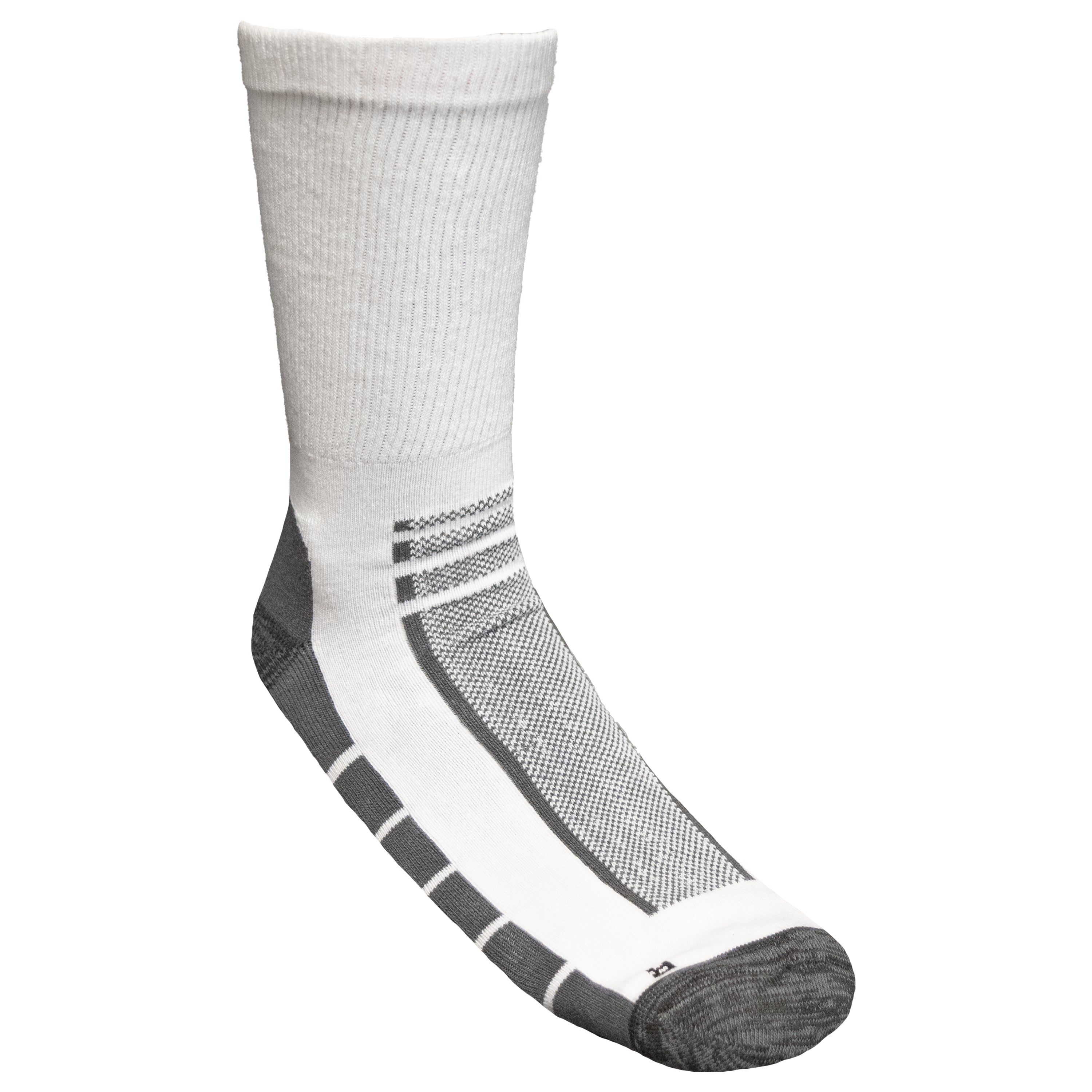 Nitras 725 Socken: weiße Sportsocken mit grauer Ferse, Spitze und Streifen