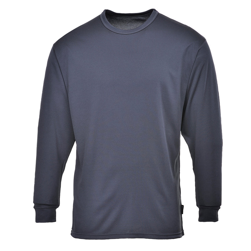 Thermo-Baselayer-Shirt mit Rundhalsausschnitt, langarm, dunkelblau