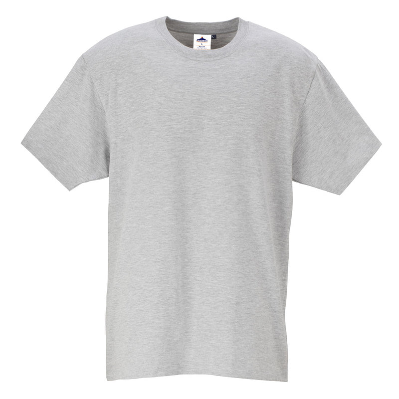 Hellgraues Premium-T-Shirt mit Rundhalsausschnitt und kurzen Ärmeln