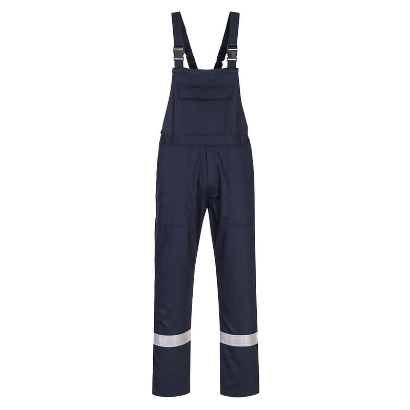 Portwest Bizweld FR Latzhose BZ17 in marineblau mit reflektierenden Streifen und Trägern