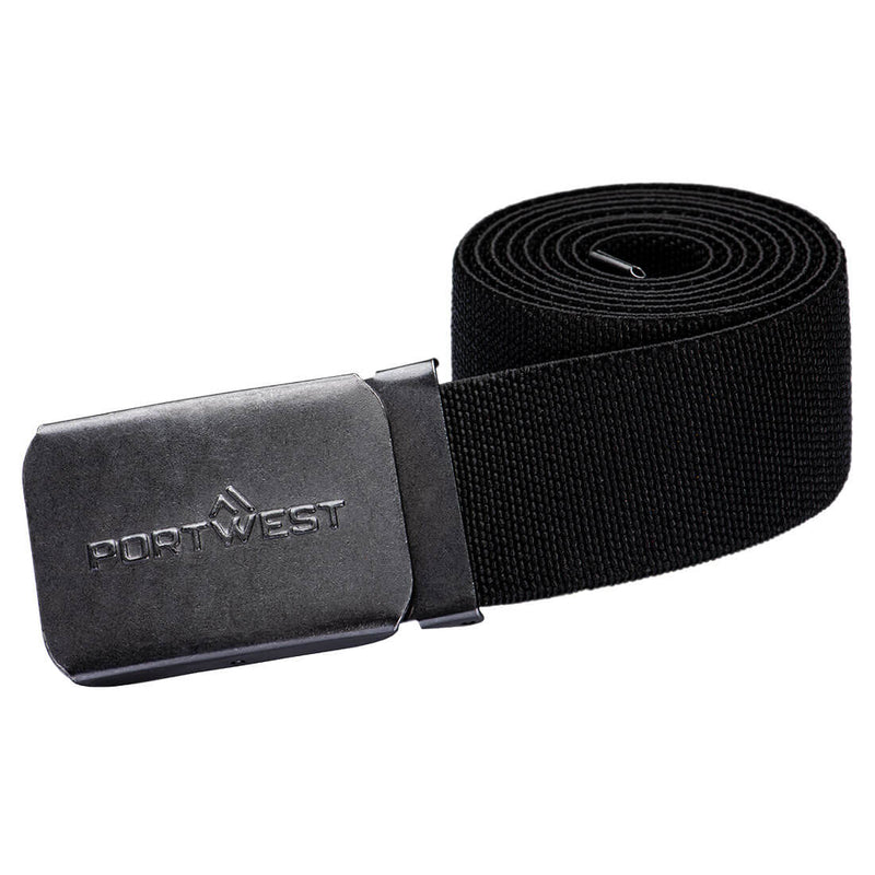 Elastischer Arbeitsgürtel mit schwarzem Textilband und PORTWEST Metallschnalle