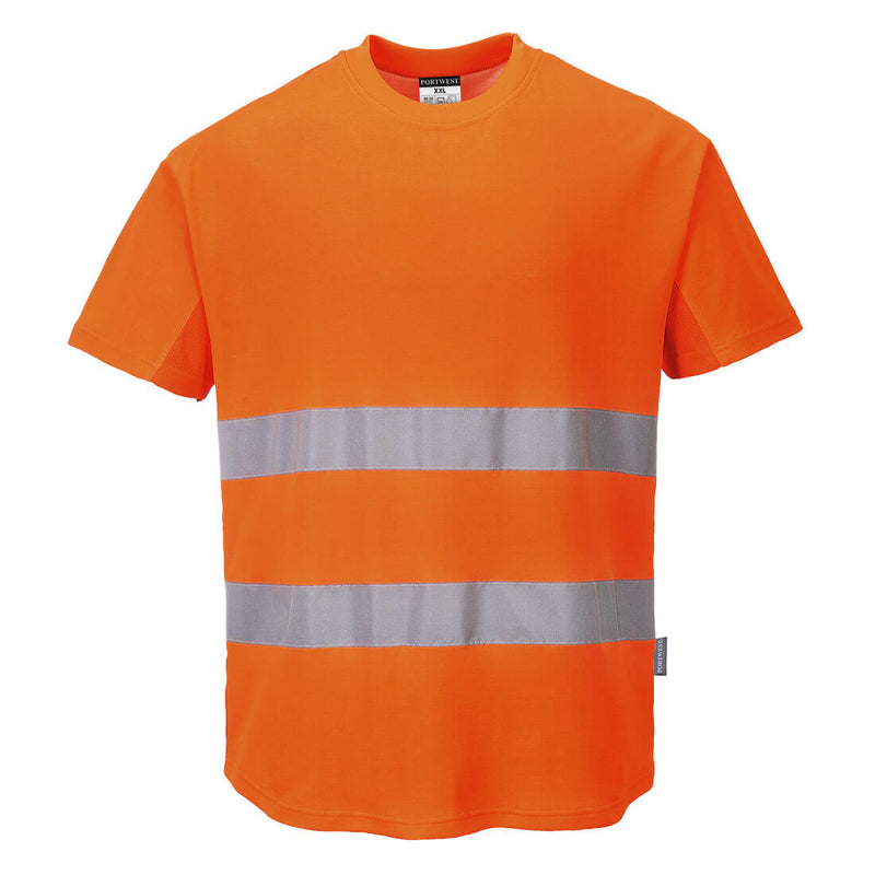 Warnschutz-T-Shirt aus Baumwolle, orange mit 2 reflektierenden Streifen