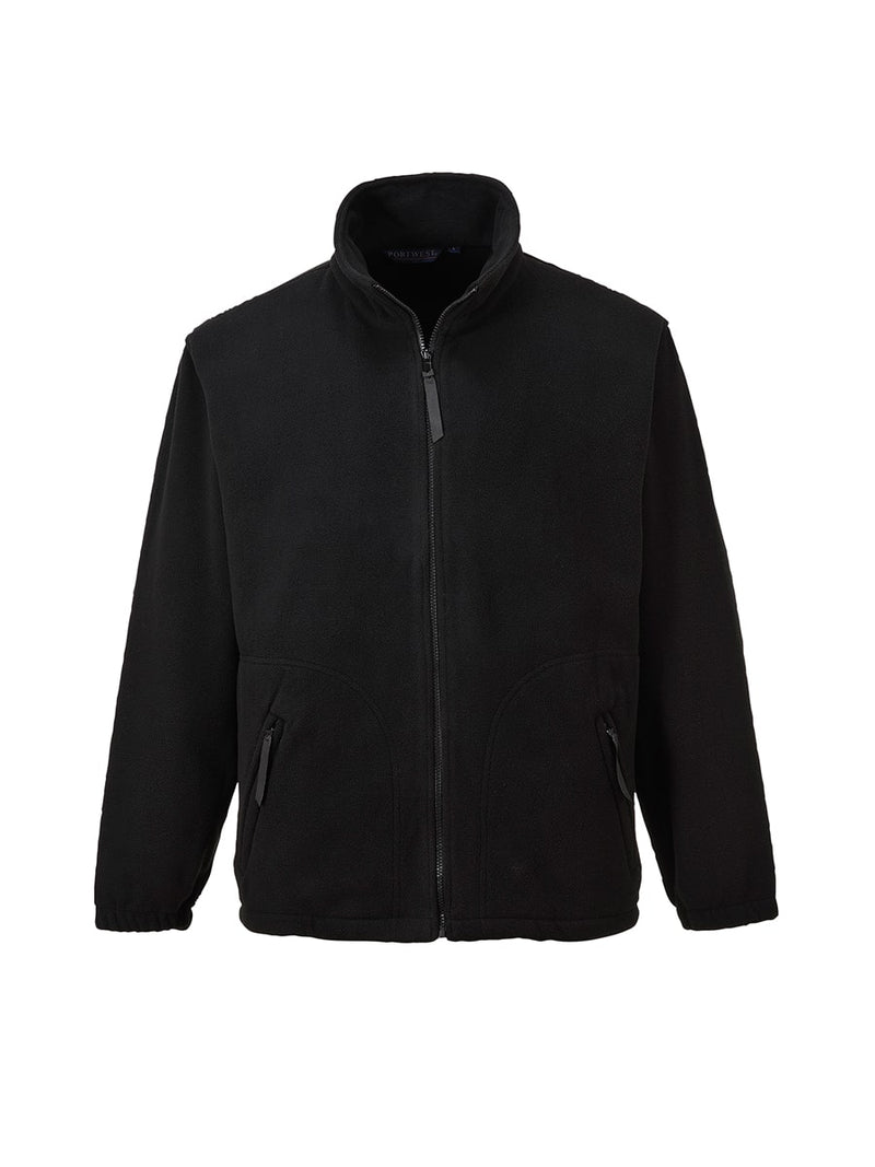 Warme Fleecejacke mit durchgehendem Reißverschluss und Stehkragen, schwarz