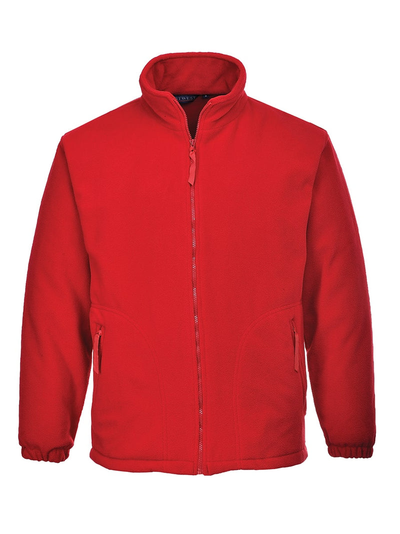 Portwest Argyll Fleecejacke F400 in Rot mit durchgehendem Reißverschluss, Stehkragen