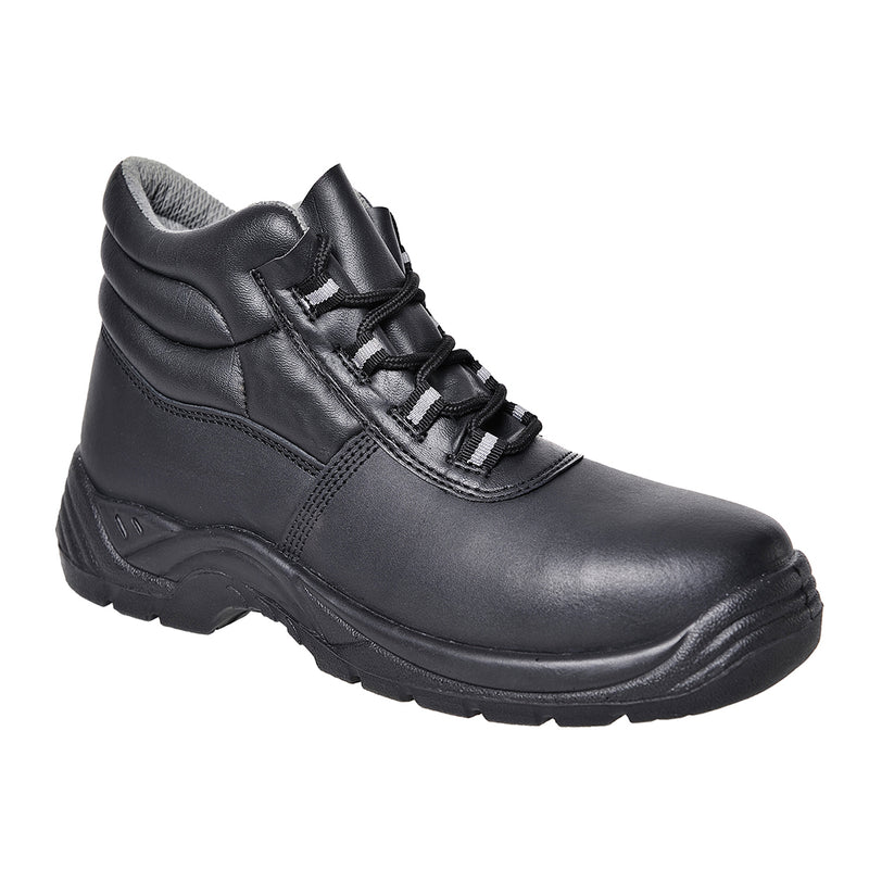 Portwest Sicherheitsstiefel S1, schwarzer Lederstiefel mit Schnürung und gepolstertem Schaft