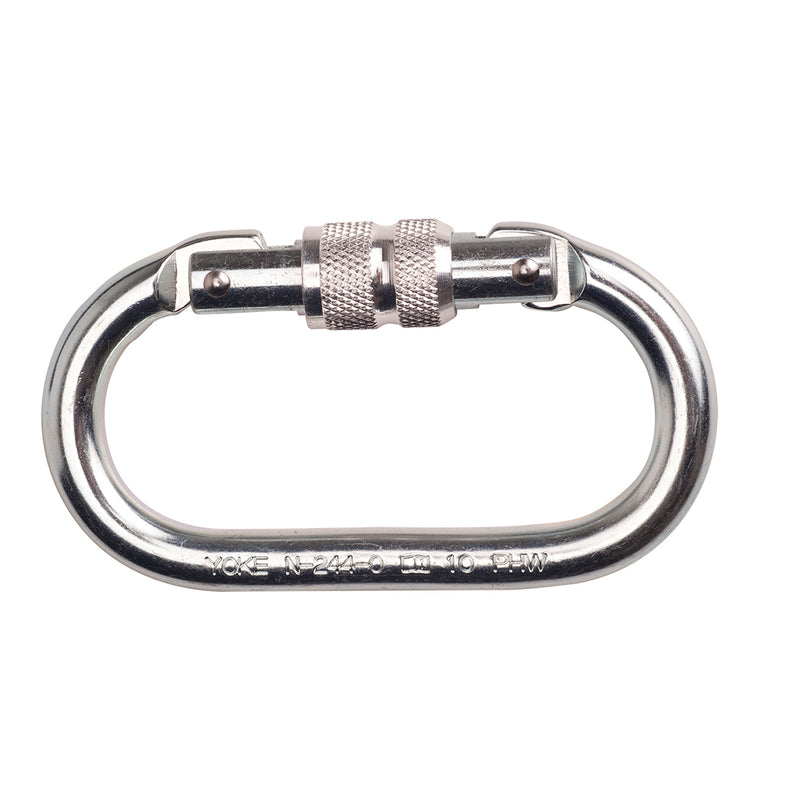 Schraubkarabiner aus Metall mit geriffeltem Schraubverschluss