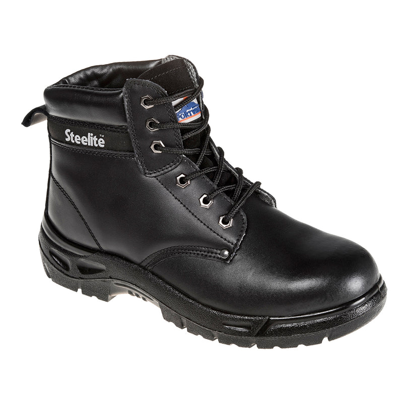 Steelite Sicherheitsstiefel S3 aus schwarzem Leder mit Schnürung und Profilsohle
