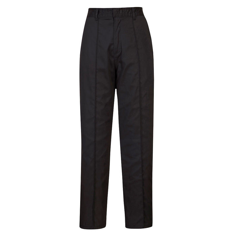 Elastische Damen-Bundhose, schwarze lange Arbeitshose mit Knopfverschluss