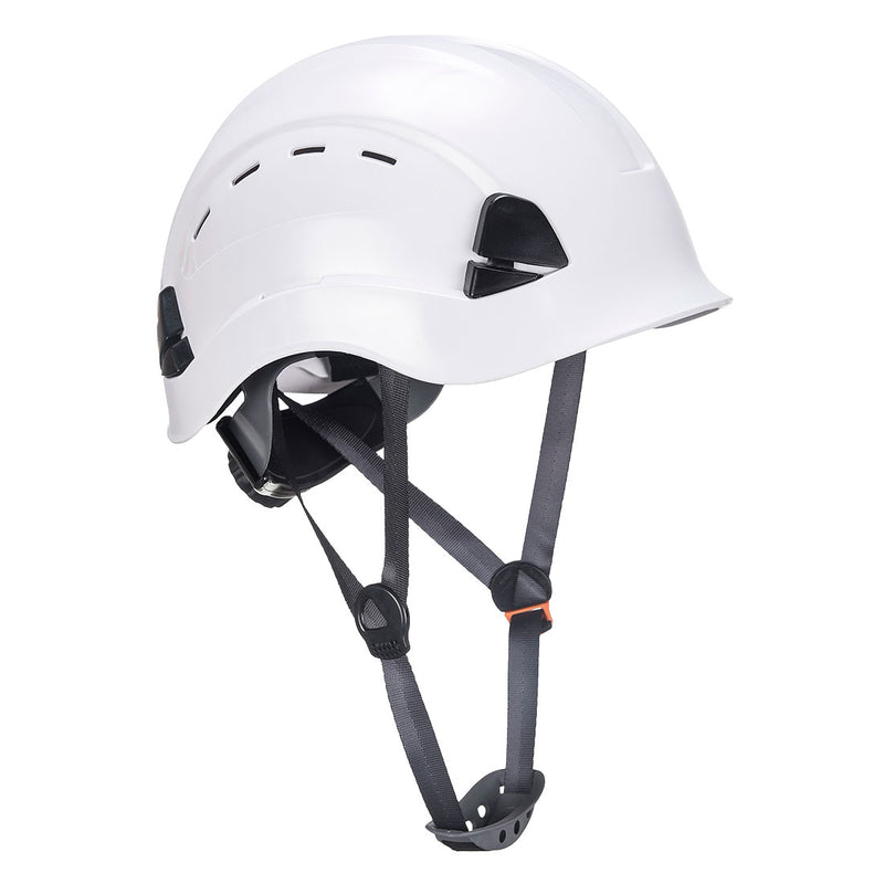 Portwest Endurance Helm PS63 für Höhenarbeiten, weißer Sicherheitshelm mit Kinnriemen