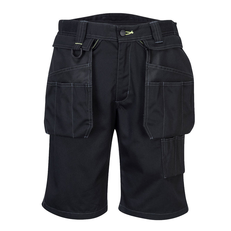 Shorts mit Holstertaschen, dunkles Schwarz, Knopf- und Reißverschlussbund