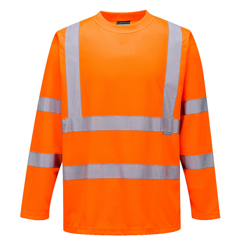 Portwest Warnschutz-Langarmshirt orange mit Reflexstreifen vorne