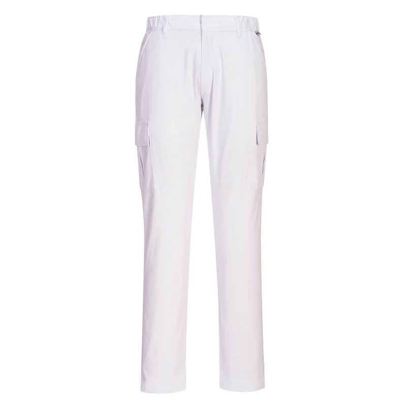 Portwest Stretch-Combat-Hose in Weiß mit Cargo-Taschen und Knöcheltasche