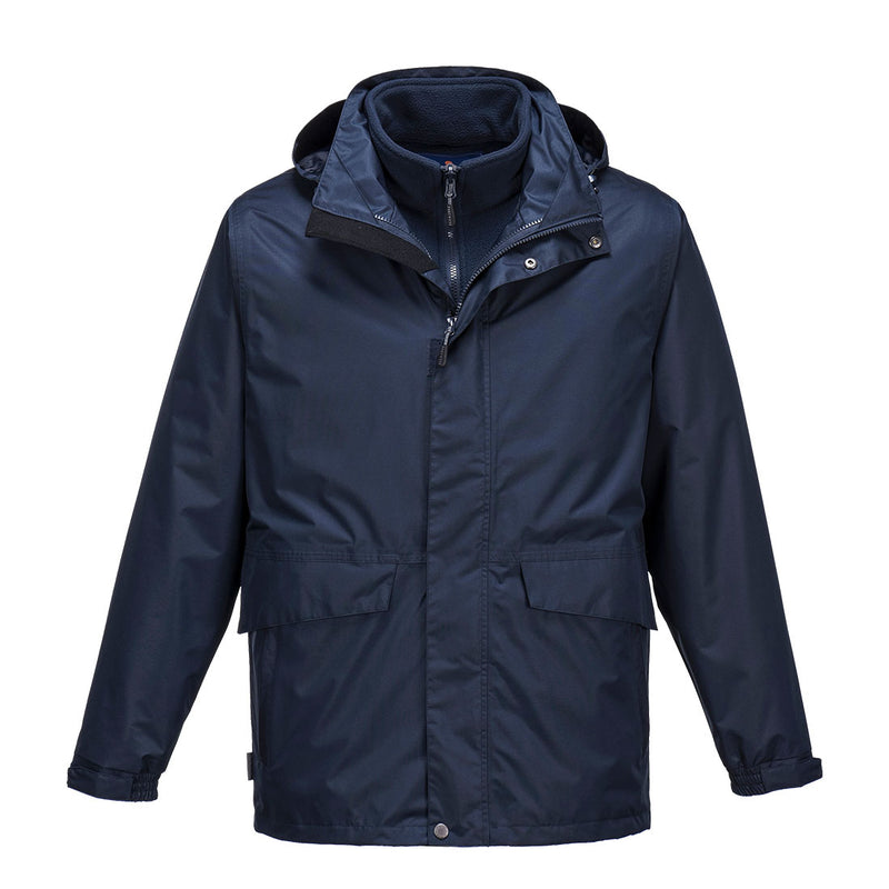 3-in-1 Jacke in dunkelblau mit Reißverschluss, Stehkragen und Fronttaschen