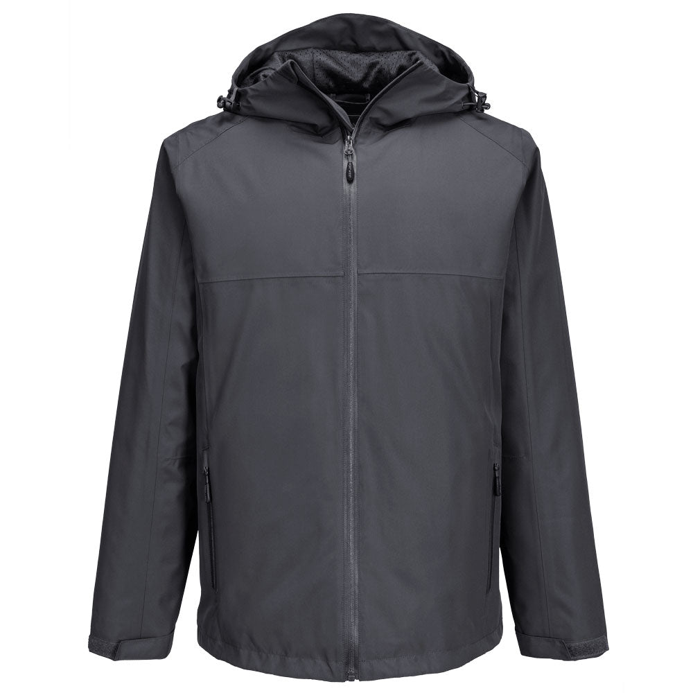 Professionelle Regenjacke S610, dunklegrau, Kapuze mit Reißverschluss