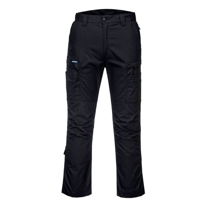 Ripstop-Bundhose mit Cargotaschen, dunkler Stoff, Reißverschluss und Knopf vorne
