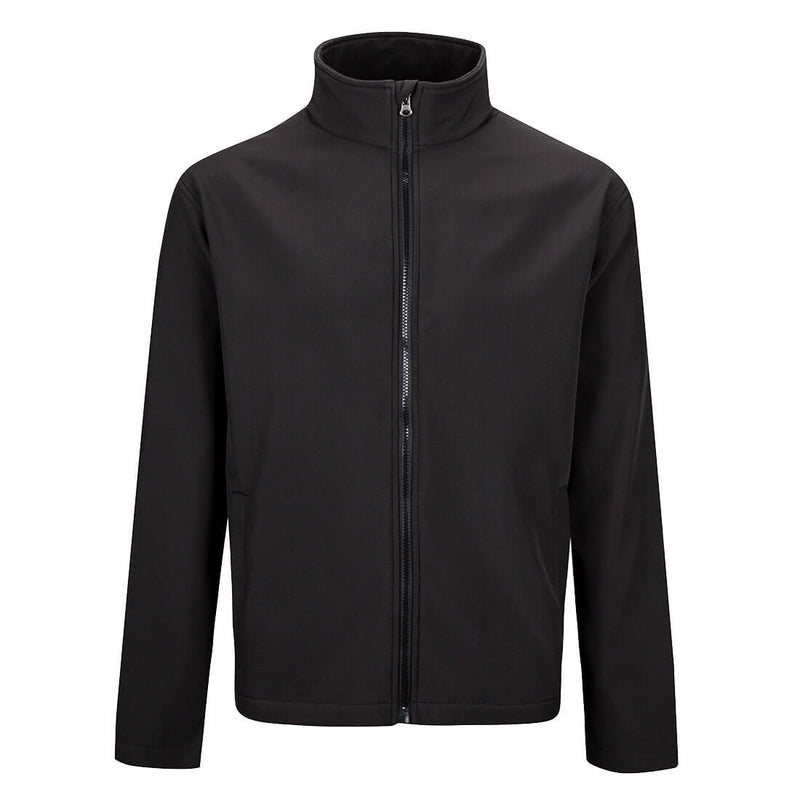 Herren-Softshelljacke mit Stehkragen und durchgehendem Reißverschluss, schwarz